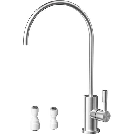 Robinet Cuisine Pour L'eau Potable, Robinet Pour L'osmose Inverse Ou Le Système De Filtrage D'eau, Robinet D'Évier De Cuisine En Acier Inoxydable, Sans Plomb, Pivotant À 360°, Noir (1/5)