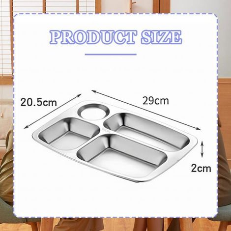 Plateau Repas Divisé - Acier Inoxydable - 4 Compartiments - Pour Enfants Et Adultes - 1 Pièce (1/5)