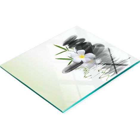 Tablero decorativo multifuncional de vidrio templado con piedras zen, 60x52 cm.