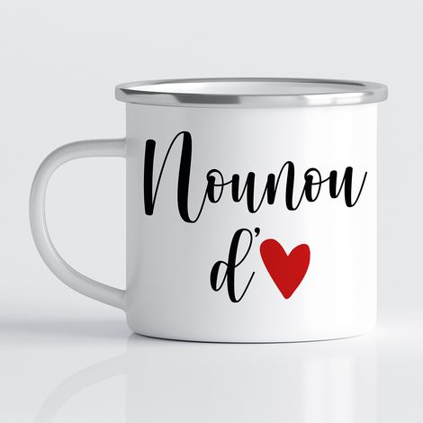 Tasse - Mug Émaillé - Nounou d'amour - MUG BORD ARGENT (450 ml) (1/3)