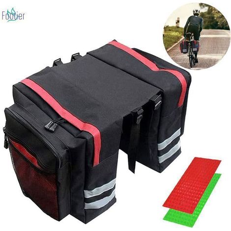 FOOTRI Sac de Vélo, Sac Velo Porte Bagage, Sac Velo Arriere, Sac Velo Porte Bagage Arriere, Étanche Double Sac Vélo ArriÈRe,Rouge (1/4)