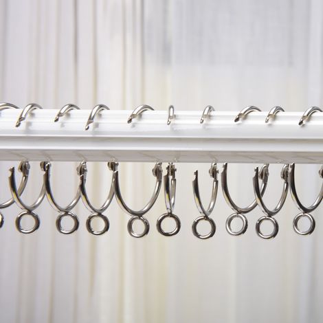 BEBUSINGOTO Lot de 10 anneaux de rideau ouverts en métal avec œillets décoratifs Argenté 3,8 cm de diamètre intérieur (1/5)