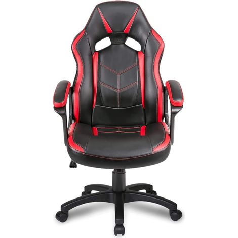 Chaise de bureau pivotante en cuir synthétique avec support lombaire et chaise réglable Rouge (1/5)