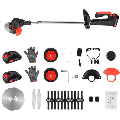 Coupe-bordures électrique, hauteur réglable, design sans fil, avec 2 batteries, UE, deux batteries (1/2)