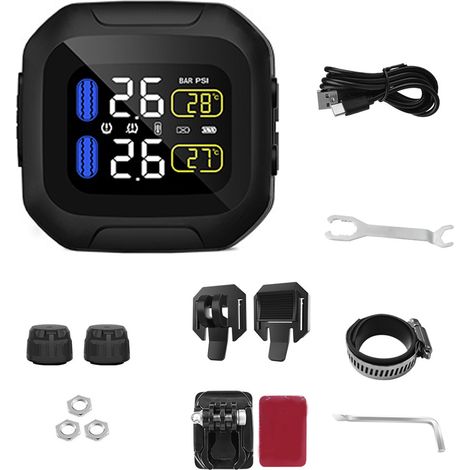 TPMS Moto Moniteur De Pression Des Pneus Externe Étanche Avec Écran LCD Et Alarme Pour Moto (1/5)