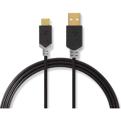 Cable usb usb 20 usb a macho usb c macho 60w 480mbps chapado en oro 200 metros redondo pvc antracita caja