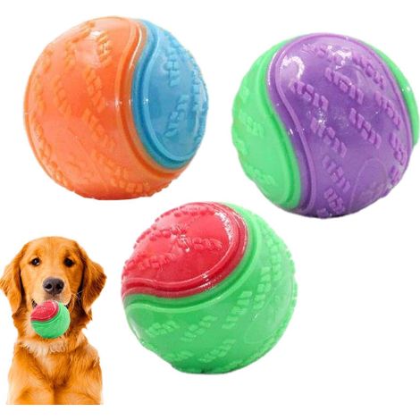 3 Pièces 6,5x6,5cm Boule De Chien Qui Couine, Balle Chien Couineuse, Balle Interactive pour Chien, Balles Couinantes Indestructibles pour Chien, Chien Balle Nettoyage des Dents Chiot Jouets (1/5)