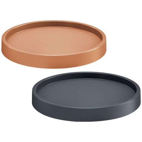 Sottovaso tondo in resina con rulli rotanti Roller IPRR - 29xH5 cm Brown