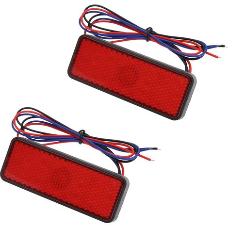 2pcs Red 12V 24 LED Motorcycle Tail Light Turn Signal Rectangular LED Reflector Rear Brake Light Stop Lamp for Motorcycles Scooters ATV Bicycles Tricycles (1/5)