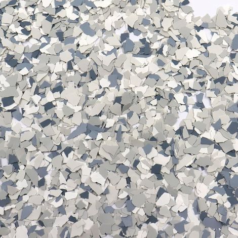 900 G / 1 LB Mélange de Chips de Couleur Décorative, Revêtements en Peinture pour Sol en Béton, Flocons de Peinture pour Sol de Garage, Murs et Sols Intérieurs et Extérieurs (Blanc, Gris-bleu (1/5)