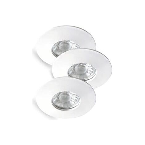 Lot 3 spots plafond LED 4W blancs ronds IP44 Rabalux