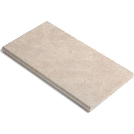 Dessus de marche Pierre de l'Atlas Beige 61x33x3 cm Bord 1/2 Rond (à l'unité) - RO'MA NATURE