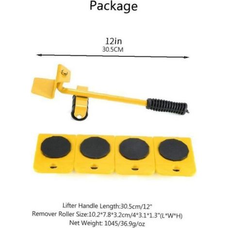 Furniture Lifter Mover Tool Set Slider Rouleau robuste pour canapés Couches Réfrigérateurs 5pcs Jaune (1/4)