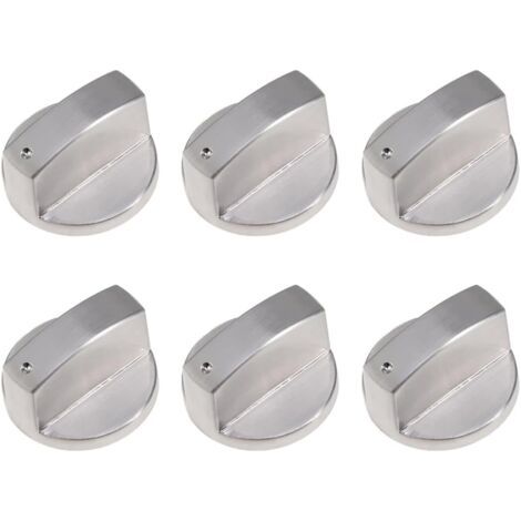 QORVA-6 Pièces Boutons de Commande Universels en Métal Brossé pour Table de Cuisson au Gaz, Boutons de Commande Universels de 6mm Boutons de Commande Universels en Métal Brossé pour Cuisinière à Gaz (1/5)