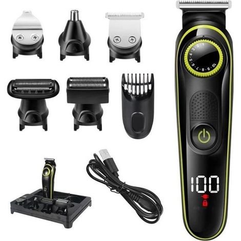 Tondeuse tout-en-un homme – Rasoir électrique visage, corps – Coupe-cheveux – Rechargeable