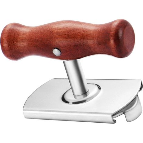 Ouvre-boîte et ouvre-bouteille multi-usage en acier inoxydable avec poignée en bois, ouverture tournante facile (1/4)