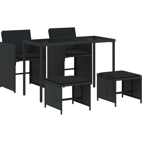 Maison Exclusive - 5-tlg. Garten-Essgruppe mit Kissen Schwarz Pol