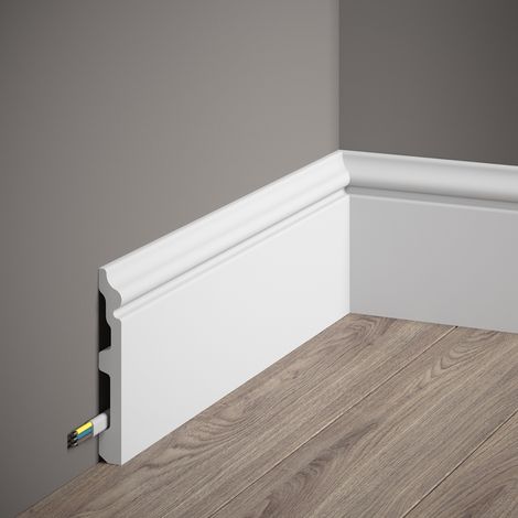 PROVISTON Sockelleiste 14 x 117 x 2000 mm Weiß Fußleiste Mit Kabelkanal Klassisch Hochwertig Robust Langlebig 1 Stück (1/4)