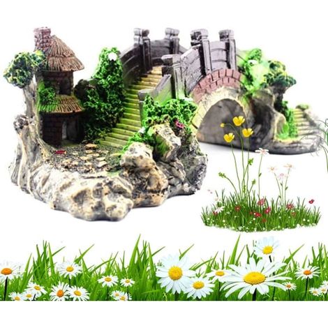 Décoration d'aquarium, arche de pont pour réservoir à poissons, abri pour crevettes, accessoire de paysage aquatique, ornement robuste, pièce unique. (1/3)