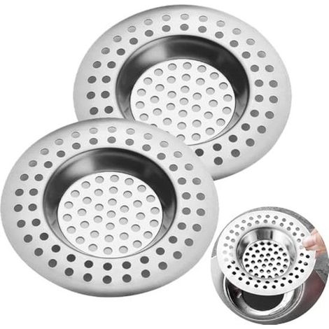 Abflusssieb-Set, 2-teilig, Edelstahl – geeignet für Waschbecken und Duschräume