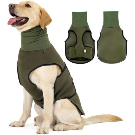 BUNTHAUS Combinaison réfléchissante multifonctionnelle pour chien - body apaisant pour chien, prévient la peur - vert armée - taille S