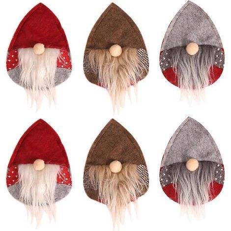 Set aus 6 weihnachtlichen Stofftischdecken mit Motiven eines Waldbewohners mit Werkzeugen und Tischdekoration. – 13,5 x 10 cm (1/4)