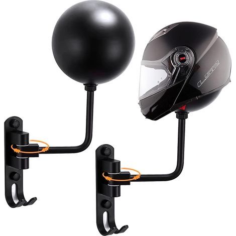 Soporte para casco de motocicleta, soporte de 2 piezas para casco de motocicleta con gancho, perchero giratorio de pared, soporte para casco, soporte para casco de bicicleta (1/5)