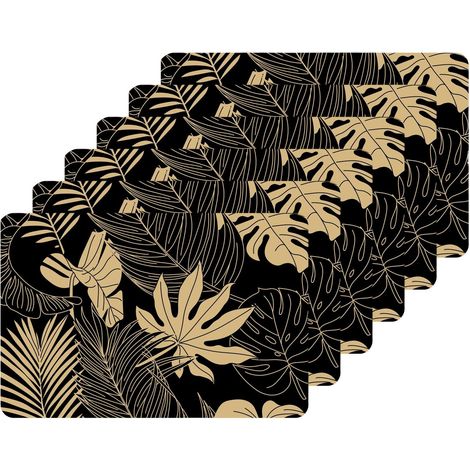 Lot de 6 sets de table motif feuillage avec encre métallique LYRA (1/2)