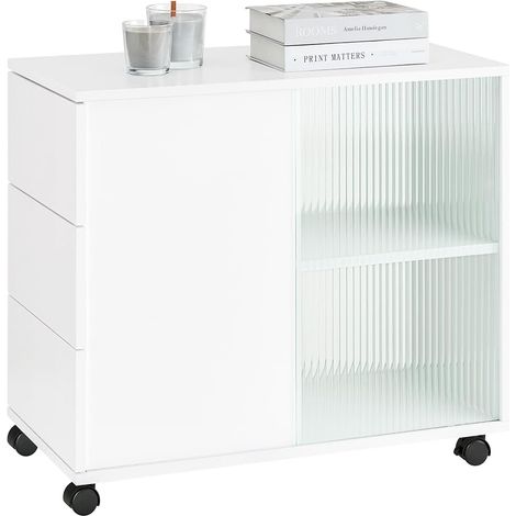 SoBuy Mobile Storage Cabinet Sofa Side Table End Table,FBT141-W (1/5)
