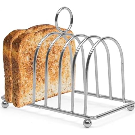 Support à pain en acier inoxydable pour 6 tranches de pain pour la cuisine, léger et léger (couleur argentée) (1/5)