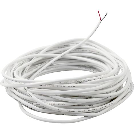 10 Meter Electric Cable 2 Wires, 24AWG White Electric Wire Cable  Round Flexible PVC Tinned Copper, Outer Diameter 3MM, Oxidation Resistance for Electrical Accessories Small, LED, DIY (1/5)