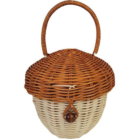Sac en rotin forme pomme de pin, panier décoratif tressé à la main avec anse et couvercle, rangement rustique chic 16x16x25cm (1/5)