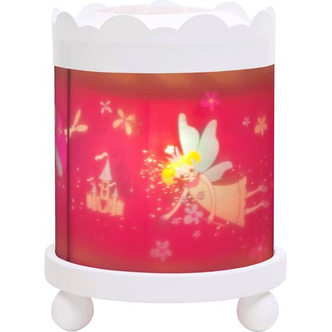 Princesses Fées Veilleuse Manège Magique Idéal Cadeau Enfant Dessin animé Lumière rassurante Couleur Bois Blanc Ampoule 12V 10W inclue Prise Elec. UK