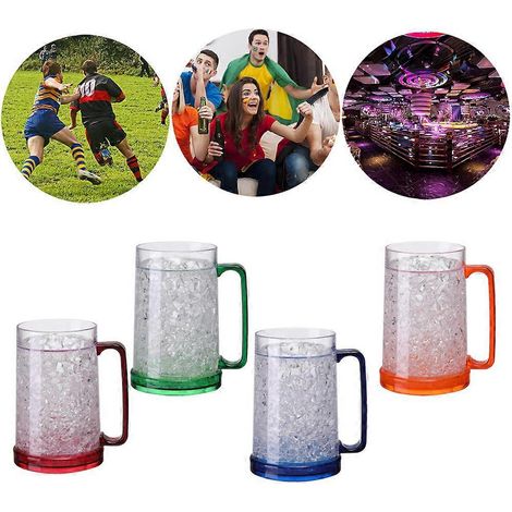 Verre à bière glacé à double paroi, verre à bière givré transparent, verre à vin rafraîchissant (1/4)
