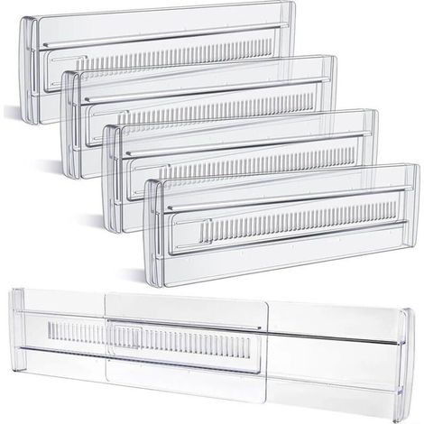 Séparateurs réglables élégants pour une meilleure organisation des tiroirs (EN blanc, 4 pièces) (1/4)