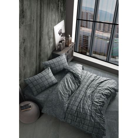 Funda nórdica, funda nórdica, ropa de cama Set 100% Algodón Negro (1/4)