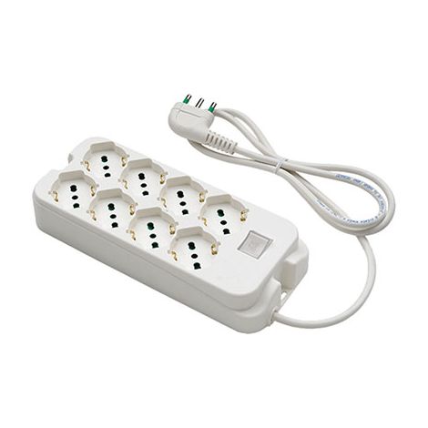 MULTIPRESA BIPASSO SCHUKO + INT.LUM RETAIL FME - BIANCO POSTI 8 2P+T 16A n°XMMQ 3X10 MT 15- 2 pezzi