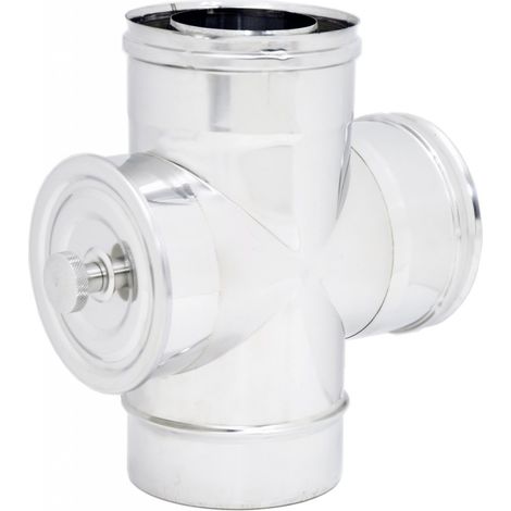 Raccordo inox di 250 - de 300 mm a tee t doppia parete con ispezione ht