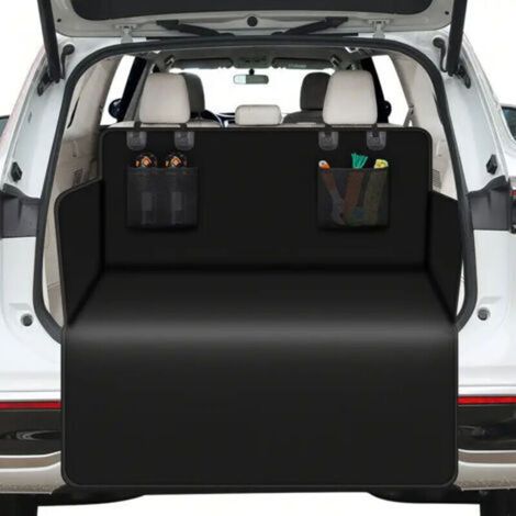 Protection de coffre de voiture imperméable et antidérapante - Tapis universel pour chiens, compatible avec les voitures et les SUV, facile à nettoyer (noir)