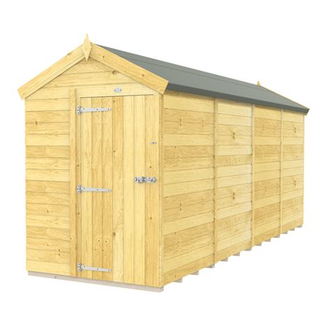 5 x 16 Feet Apex Shed - Single Door Without Windows - Wood - L472 x W147 x H217 cm