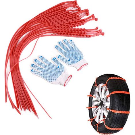 Car Snow Chains, 20 PCS Universal Adjustable Winter Tire Chains with Gloves for Emergency Traction in Snow, Mud, and Sand (1/5)