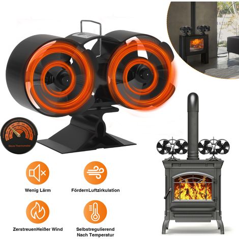 TolleTour Ventilador de estufa, ventilador térmico silencioso de 8 aspas para estufas de leña, distribución eficiente del calor en invierno (1/5)