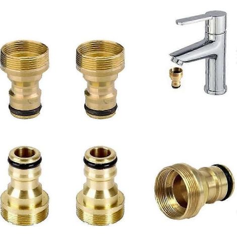 Ensemble de 5 raccords de robinet en laiton antirouille, adaptateur universel pour robinet (1/5)