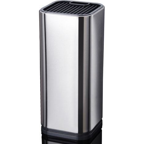 Bloc à couteaux en acier inoxydable, grande capacité, carré, avec 14 emplacements et système d'évacuation d'eau - Indispensable (1/5)