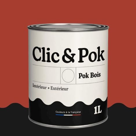 Peinture Bois Extérieur – POK BOIS - 1L - RAL 3016 - Rouge corail- Résistante aux intempéries - Ne s'écaille pas (1/4)