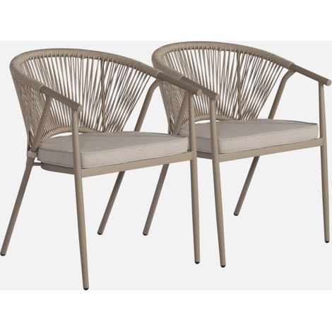 Silla de jardín apilable de acero y cuerdas, set de 2 (1/5)