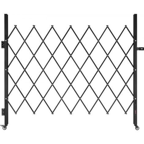 Sicherheitstor (Einzel) abschließbares klappbares Scherentor mit 360°-Lenkrollen, einziehbare Stahltore Outdoor, für Eingangssicherheit Garage Lager, Falttor 180 x 161 cm (B x H) Schwarz (1/5)