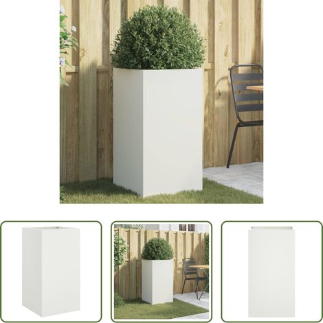 Gartengestaltung -  Pflanzkübel Weiß 42x38x75 cm Stahl (1/5)