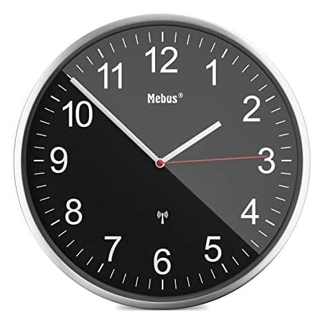 Horloge murale Mebus 19578 radiopiloté(e) 30 cm argent mécanisme d'horloge silencieux (1/5)