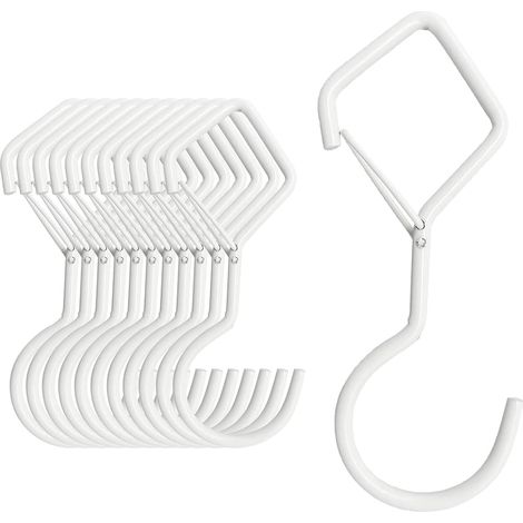 Set mit 10 weißen S-Haken mit Sicherheitsmerkmalen zum Aufhängen von Kleiderstangen in Küchen, Werkstätten, Badezimmern, Gärten, Schlafzimmern und im Freien.
